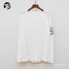 Top quality women white pullover sweater crew neck sweaters winter women cotton sweaters